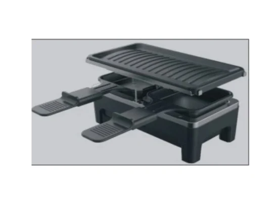 Parrilla eléctrica de raclette para mesa de barbacoa para 2 personas de 800W con placa antiadherente